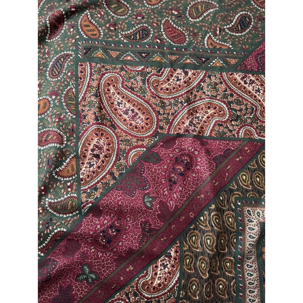 Vintage Christian Dior Boho Paisley Brown Green Wool Silk 52” Large Scarf Shawl - Picture 8 of 10